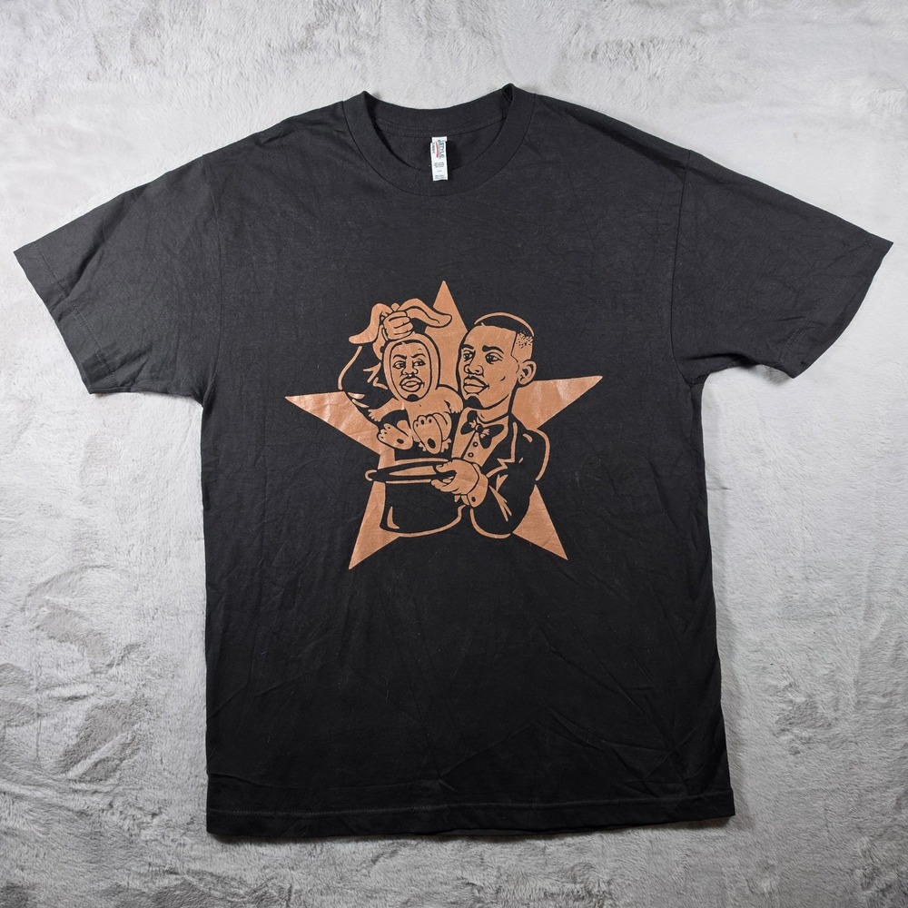 Alstyle Graphic T Shirt Mens Large Black Magic Star Rabbit Hat Novelty Tee